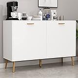 Caldion Wohnzimmer Sideboard Kommode mit 2 Türen 4 Gitter Schrank Weiß 118 x78 x 40 cm,Esszimmer Küche Schlafzimmer