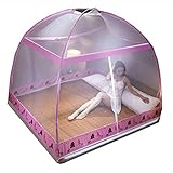 Pop-Up-Moskitonetz, faltbares Betthimmel-Doppeltür, einfach einzurichten, tragbar für Moskito-Überdachung, leichtes Moskitonetz für Einzel- bis Kingsize-Betten, Pink, 180 x 200 cm
