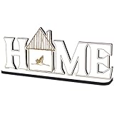 Deko Home Aufsteller Holz - Fliegender Kranich - 28x12 cm Holzdeko zum hinstellen Buchstaben Schriftzug Wohnzimmer Tischdeko Dekoration Fensterbank