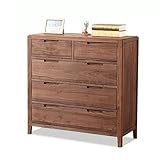 Schubladenkommode Skandinavische Schlafzimmerkommode aus Massivholz mit 5 Schubladen, Kommode, Wohnzimmer-Sideboard, Aufbewahrungsschrank, Kommode aus schwarzem Walnussholz for das Wohnzimmer Schublad