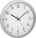 TFA Dostmann Analoge Funk-Wanduhr, 60.3522.02, mit Sekundenzeiger, Glasabdeckung, großes Ziffernblatt, 30cm Durchmesser, Weiß,L 300 x B 43 x H 300 mm
