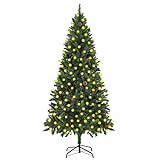 Möbel Künstlicher Weihnachtsbaum mit LED & Tannenzapfen grün 210 cm