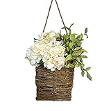 Sp Wreath Künstlicher Hochzeits-Hängekorb für Haustür, Wohnen (weiße Blume)