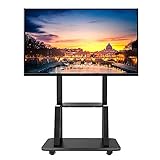 32 bis 75 Zoll Universal-Flachbild-TV-Rollwagen, schwarzer TV-Ständer mit Ablagefach/Rädern und robustem Sockel, Tragfähigkeit 110 kg Good
