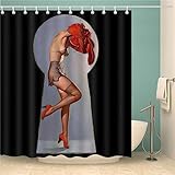 Jvyaeen Duschvorhang,Frau,Textil Shower Curtains Hotel Qualität Schwerlast Duschvorhänge,Wasserabweisend Waschbar Beschwerter Saum,pflegeleicht,Badewannenvorhang mit 12 Duschringe W100 x L200cm-614