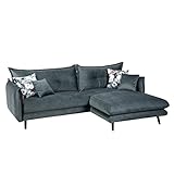 riess-ambiente.de Elegante Wohnlandschaft Shiva 250cm Petrol Samt mit Zierkissen Sofa Couch Eckcouch