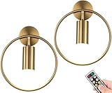 Moderne kabellose Wandleuchten 2er-Pack, batteriebetriebene Wandleuchte mit Fernbedienung, Innenmetall runde goldene LED-Wandleuchten Wanddekoration für Schlafzimmer Treppe Wohnzimmer ( Color : Gold )