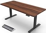 JUMMICO Höhenverstellbarer Schreibtisch 180 x 80 cm mit USB-Buchse und Kabelwanne, Schreibtisch Höhenverstellbar Elektrisch Ergonomisch Steh-Sitz Tisch, Stehpult Verstellbarer mit 360°Rollen(Walnuss)
