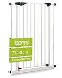 BOMI Türschutzgitter 73-161 cm | Extra Hoch | Ohne Bohren | Schließt automatisch | Tuerschutzgitter weiß Metall Selbstschließend | Treppengitter zum Klemmen für Baby