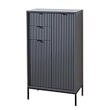 Stella Trading LUCERA Badezimmer Kommode in Grau matt-Badezimmerschrank Bad Schrank mit viel Stauraum, Holzwerkstoff, 60 x 106 x 32 cm