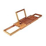 SHOWERORO 1 Stück Bambus Und Holz Badewannenrahmen Dekorative Tabletts Verstellbarer Ständer Regalhalterungen Badewannentablett Badewannen-Tablet-Halter Badewannen-Snack-Tablett