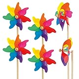 CIM Windspiel - Moulin 14 [6er Bundle] - Rainbow - Windrad: Ø14cm, Standhöhe: 32cm - attraktive Gartendeko