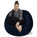 Sofa Sack XL-Das Neue Komforterlebnis Sitzsack mit Memory Schaumstoff Füllung-Perfekt zum Relaxen im Wohnzimmer oder Kinderzimmer-Samtig weicher Velour Bezug in Dunkelblau