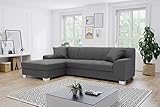 DOMO Collection Capri Ecksofa | Eckcouch in L-Form mit Schlaffunktion, Polsterecke Schlafsofa, dunkelgrau, 239x152x75 cm