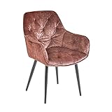 riess-ambiente.de Design Stuhl Milano braun Samt mit Chesterfield Steppung Esszimmerstuhl