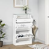 ZQQLVOO Schuhschrank Hochglanz-Weiß 63x24x104 cm Holzwerkstoff, Schuhe Organizer, Schuhe Aufbewahrung, Schuhregal für schmalen Flur, Shoe Rack für Eingang, Flur