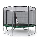 Ampel 24 Outdoor Trampolin 430 cm grün komplett mit außenliegendem Netz, Stabilitätsring, 10 gepolsterten Stangen, Belastbarkeit 160 kg