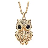Anhänger Eule Halskette Frauen Lange Pullover Halskette Tag Schmuck Kette Halsketten & Anhänger Ketten Halbmond (red b, One Size)