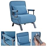 Schlafcouch Bett,Klappsessel,Klappsofa Schlafsofa,Schlafcouch Bett 3 in 1 Schlafsessel, Klappbett, Sofabett, mit Verstellbarer Rückenlehne, inkl. Kissen für Zuhause, Büro,187x56x12cm,Blue-1pcs
