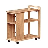 POCHY Couchtisch, 3-stöckig, rechteckiger Beistelltisch, Nachttisch, Holz-Aufbewahrungswagen mit Rädern, Servierwagen, mobil, 24,4 x 25,5 Zoll, Getränkewagen