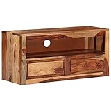 vidaXL Sheesham-Holz Massiv TV Schrank mit 2 Schubladen 1 Fach Lowboard TV Möbel Sideboard Fernsehtisch Fernsehschrank HiFi-Schrank 88x30x40cm