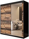 Kleiderschrank mit Schiebetüren, Old Style T2 180, Schrank mit Stange und Regal, Schlafzimmerschrank (Schubladen: 0)