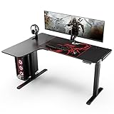 EUREKA ERGONOMIC Höhenverstellbarer Schreibtisch Elektrisch 152×110cm Großer Gaming Tisch L-Form Doppelmotor Eck Tisch Höhenverstellbar mit Kabelmanagement Memory Funktion Schwarz