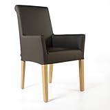 EMAN Möbelvertrieb Armlehnstuhl Galdo Leder Dark Braun Beine Eiche | Ledersessel Lederstuhl Sessel