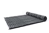 Leewadee Rollbare Thai Matte XL - Extrabreite Gästematratze Yogamatte Massagematte Ökologisches Naturprodukt, Kapok, 190 x 145 cm, schwarz