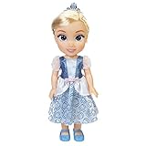 Disney Princess Cinderella Puppe 35cm, reflektierende Glitzeraugen, bewegliche Gelenke, ausziehbares Kleid, Schuhe, Krone, Blondes Haar, für Mädchen ab 3 Jahren