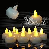 PChero LED Schwimmkerzen 12 Pack Schwimmende Wasserdichter Teelichter für Pool Badewanne Teich Party und Hochzeit