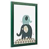 PHOTOLINI Bilderrahmen Dunkelgrün 21x30 cm/DIN A4 Massivholz mit Acrylglasscheibe | Fotorahmen | Wechselrahmen