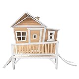 AXI Spielhaus Emma mit weißer Rutsche | Stelzenhaus in Braun & Weiß aus FSC Holz für Kinder | Spielturm für den Garten