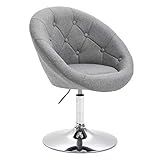 SVITA Havanna Sessel Lounge Clubsessel Drehsessel Stoff Cocktailsessel Retro Barhocker Grau