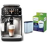 Philips 5400 Serie EP5447/90 Kaffeevollautomat, 12 Kaffeespezialitäten, Matt-Schwarz/Verchromte Arena & Philips Kalk CA6903/10 Aqua Clean Wasserfilter für Kaffeevollautomaten, Kunststoff