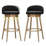 XEWNEG Barhocker, 2er-Set, Moderne Barstühle Mit Drehbarer Rückenlehne, Gepolstert Und Fußstütze, Für Küche, Bistro, Pub, Esszimmer, Theke, Hoher Hocker, Belastung 150Kg(Color:schwarz)