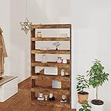 ZEYUAN Bücherregal/Raumteiler, Bookshelf, Regalbrett, Book Shelf, Bücher Regal, Deko Regal Wohnzimmer, Standregal, Räuchereiche 100x30x198 cm Holzwerkstoff