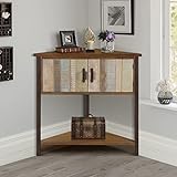 Giofanzo Eckschrank, freistehender Bodeneckschrank, mit Massivholz und Metallrahmen, handgefertigt, einzigartige Farbe, geeignet für Wohnzimmer, Küche, Balkon