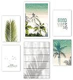 Mia Félice Premium Poster Set » At the Beach « 2x A3 | 4x A4 - Moderne Bilder für das Wohnzimmer und Schlafzimmer - Wandbilder ohne Rahmen - Flur Deko - Dekoration