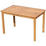 ALEOS. echt Teak Holztisch 120x70 cm Gartenmöbel Gartentisch Garten Tisch Holz sehr robust aus der Serie Alpen