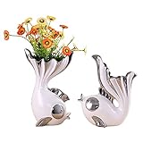 ICOBES Sculpture and Statue Twdyc Goldfish Ceramic Vase with Flowers Arts and Crafts Couples Fish Vases Miniature Figurines Home Decoration Wedding Gifts