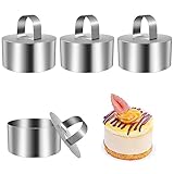 RUNEAY 4 Stück Dessertringe 8cm, Servierringe Edelstahl Tortenring Klein Runde Mousse-Ring-Set Höhe 4cm,für Mousse Kuchen Desserts Backwaren