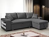 Vente-unique - Ecksofa mit Schlaffunktion & Bettkasten + Sessel - Stoff - Anthrazit - Selim