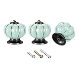 sourcing map Keramik-Schubladenknöpfe, Kürbisform, 40 mm Durchmesser. Knauf für Vintage-Kommoden, Schränke, Kleiderschränke, W Schrauben, Rosa / Blau