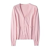 WLHBF Bluse Terracotta Damen Einfarbiger lockerer Damenpullover aus merzerisierter Baumwolle mit Knöpfen und Strickjacke Tunika Kleid Kurz