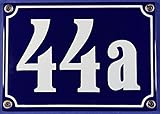 Buddel-Bini Wetterfestes Emaille Hausnummernschild 3-stellig mit Wunschzahl Wunschtext Buchstaben 18x12 cm Schriften