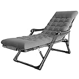 Liege Terrassen-Loungesessel Klappbarer Gartenstuhl Liegende Gartenliege Outdoor-Kinderbett Camping-Liege für Erwachsene mit bequemem Rasen, max. 250 kg – Grau