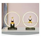 CLoxks Schreibtischleuchte Set von 2 Tischlampen mit USB Ladeanschlüsse, Nachttische Lampen mit Harz Mädchen zum Styling, Schlafzimmer, Wohnzimmer Nachtlicht