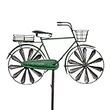 CIM Metall Gartenstecker mit Windrad - Bicycle City Bike - Motivmaße: 51 x 32cm - Höhe: 160cm - wetterfest - mit Antik-Effekt – attraktive Gartendekoration