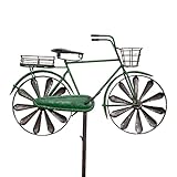 CIM Metall Gartenstecker mit Windrad - Bicycle City Bike - Motivmaße: 51 x 32cm - Höhe: 160cm - wetterfest - mit Antik-Effekt – attraktive Gartendekoration